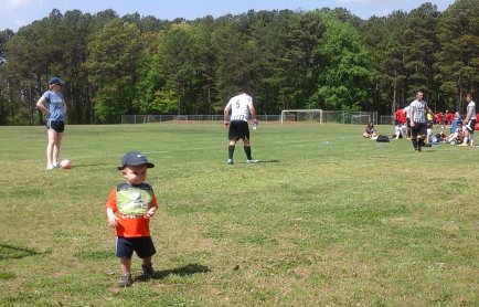 Melja, Kevan and Kayden at the soccer field